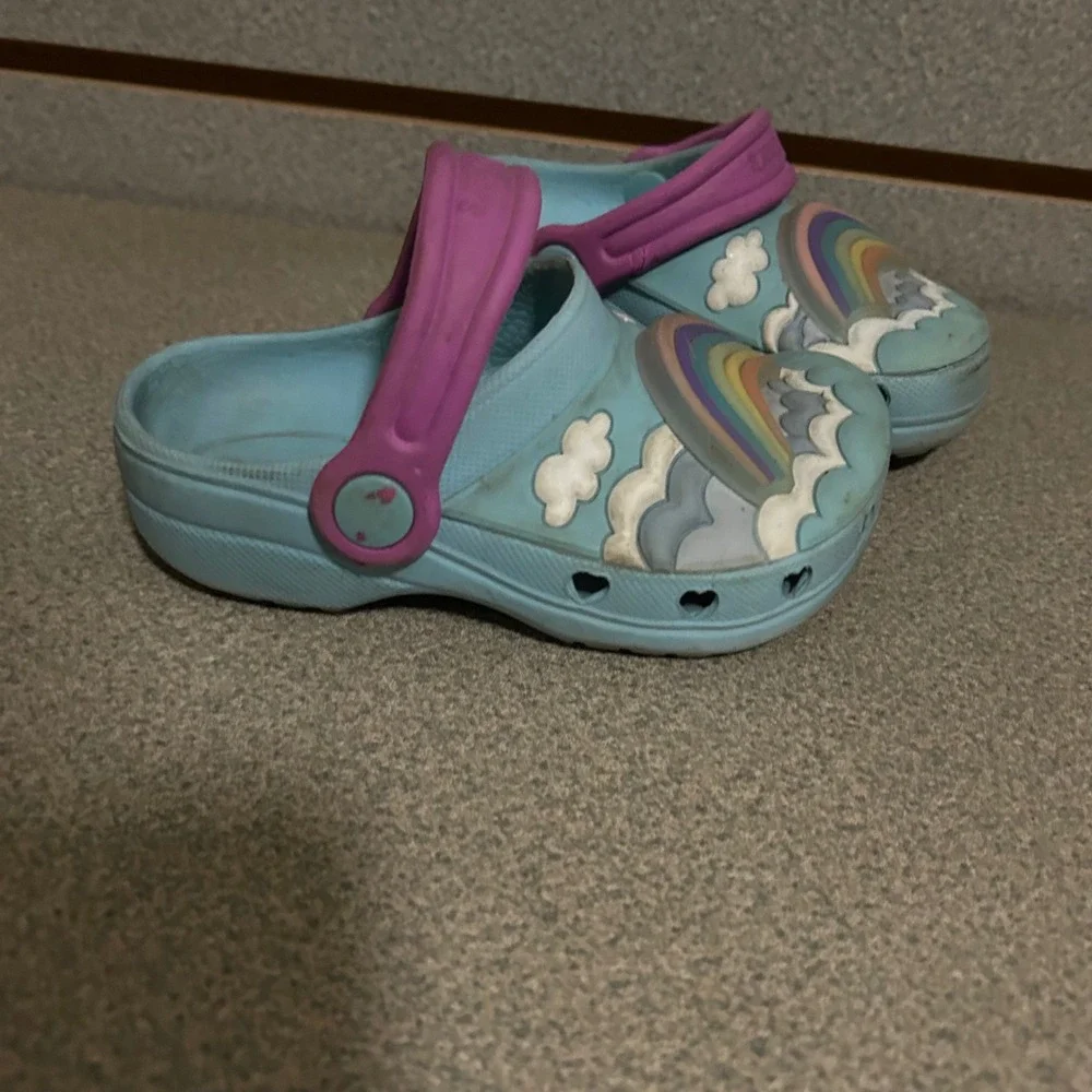 Skechers‎ Kids Clogs Size 7 Rainbow Light-Up Blue Pink Slip On Shoes - Picture 2 of 7